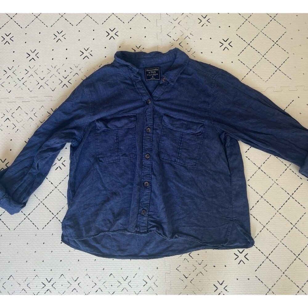 Abercrombie & Fitch Blue Linen Button Up